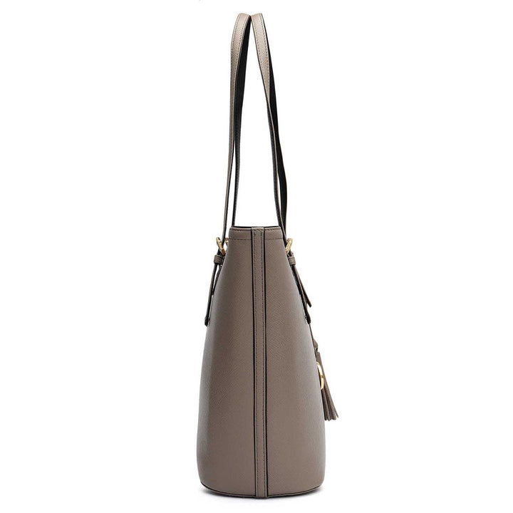 Large Franzy Leather Tote - Smoke Grey