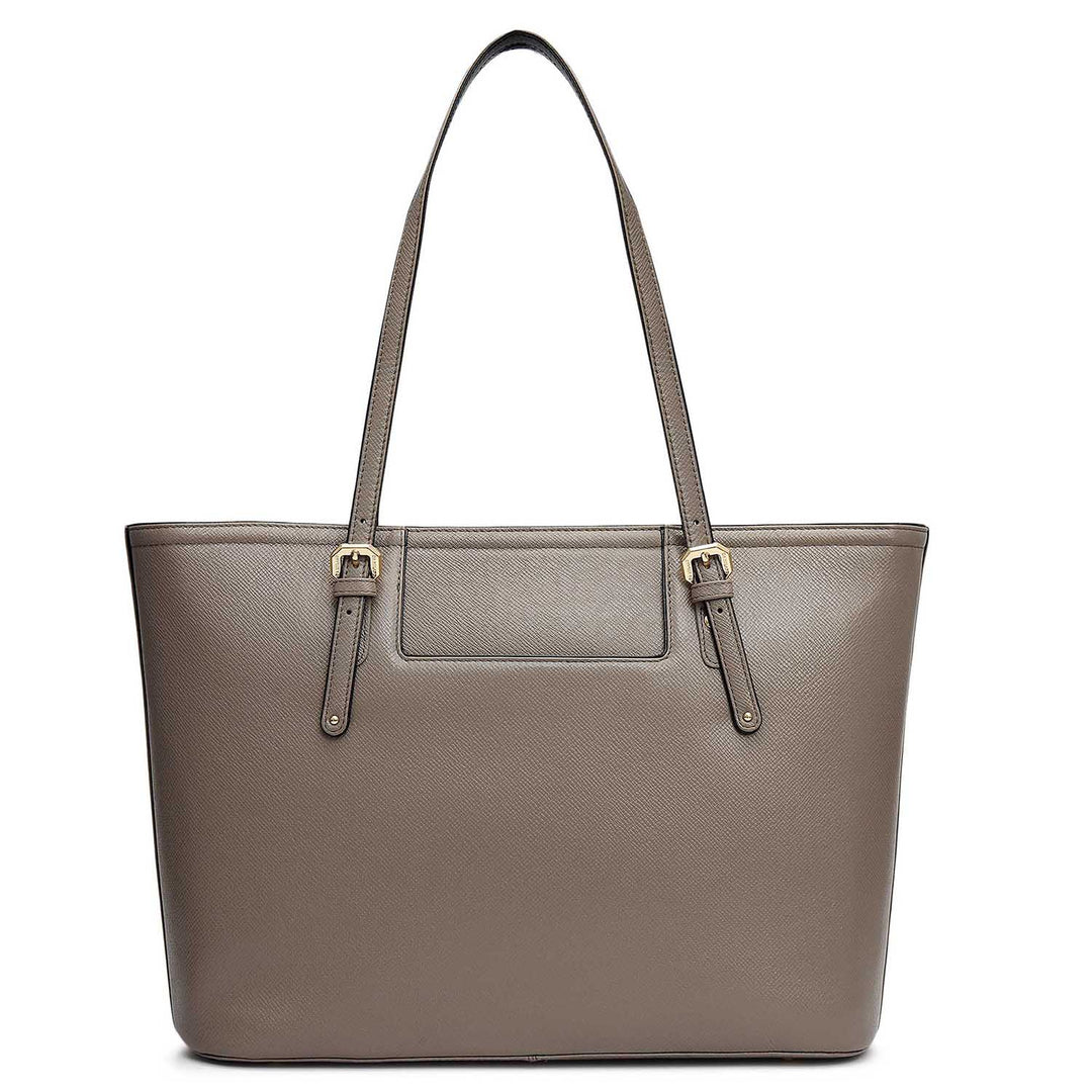 Large Franzy Leather Tote - Smoke Grey