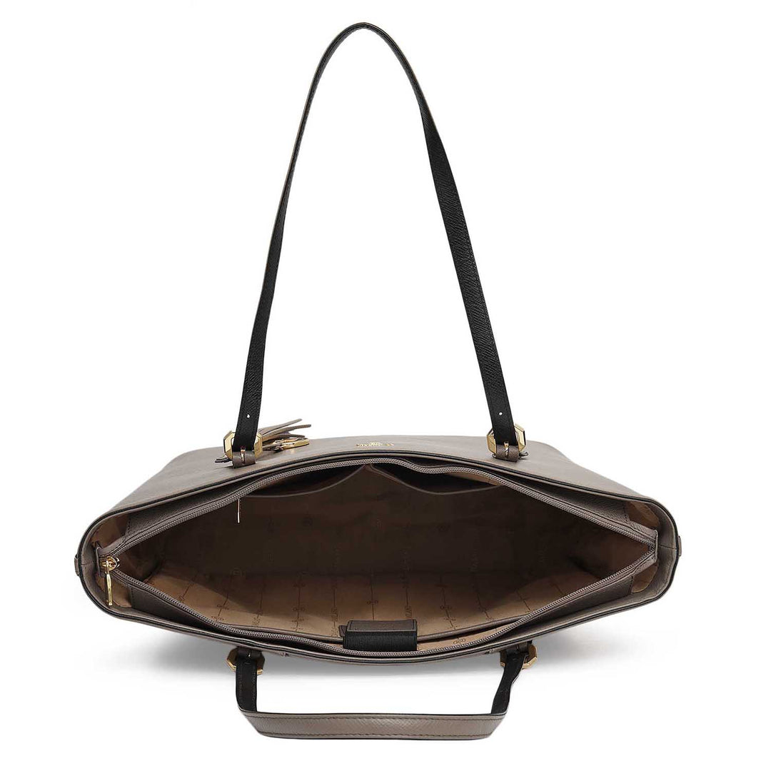 Large Franzy Leather Tote - Smoke Grey