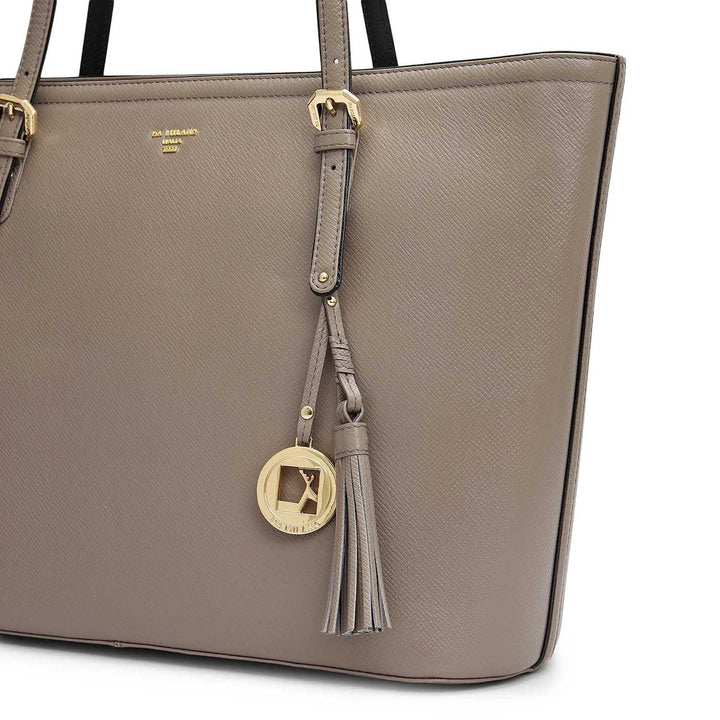 Large Franzy Leather Tote - Smoke Grey