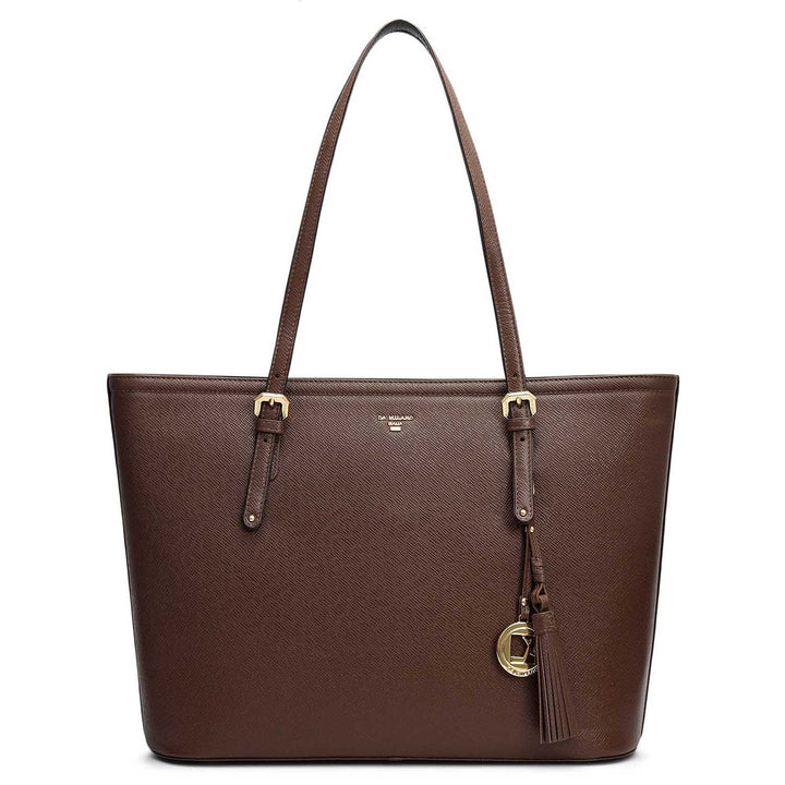 Large Franzy Leather Tote - Walnut
