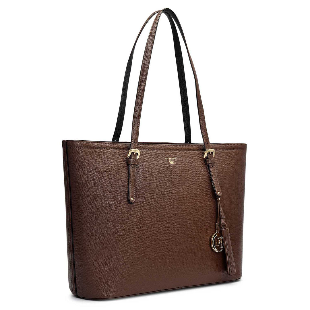 Large Franzy Leather Tote - Walnut