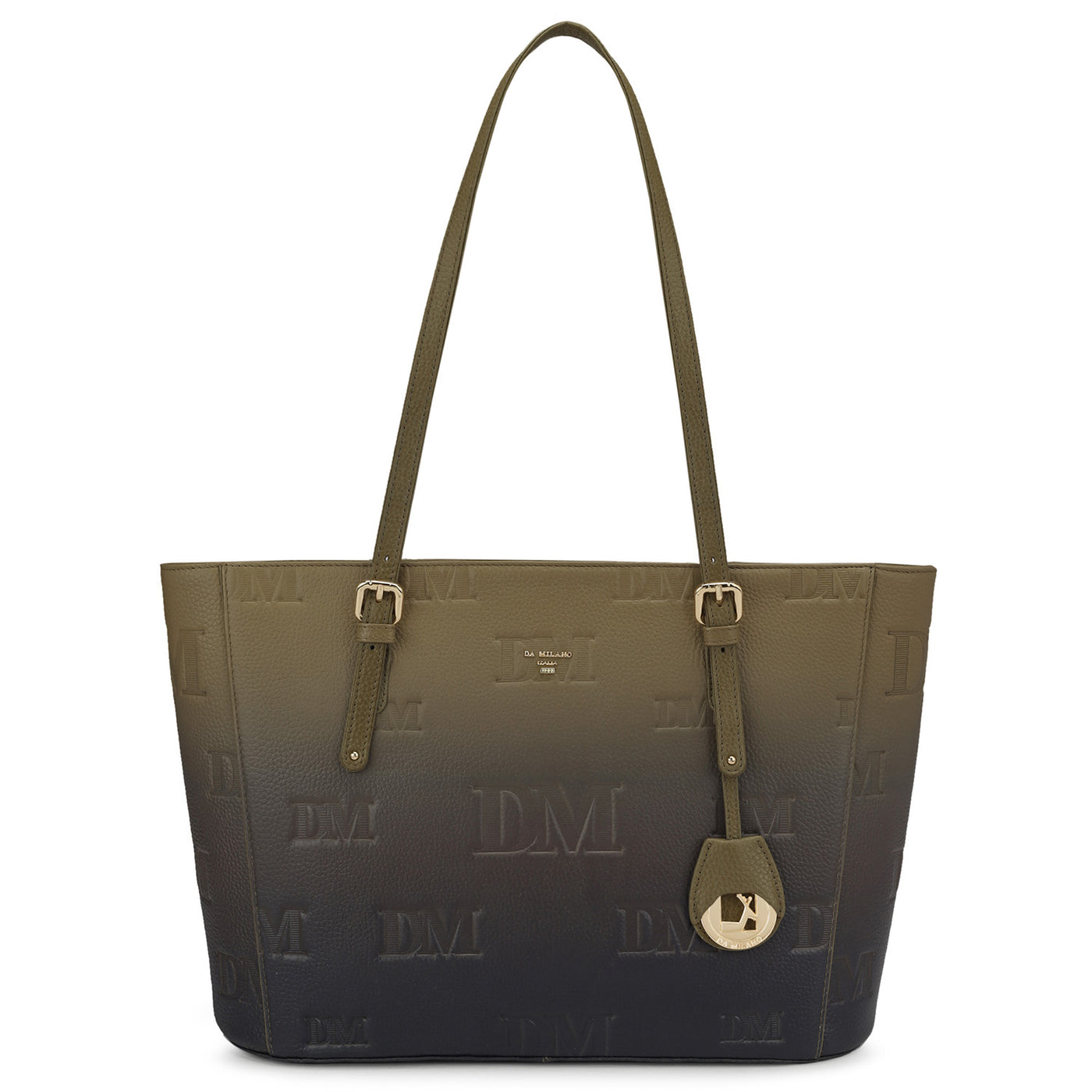 Large Monogram Wax Leather Tote - Olive