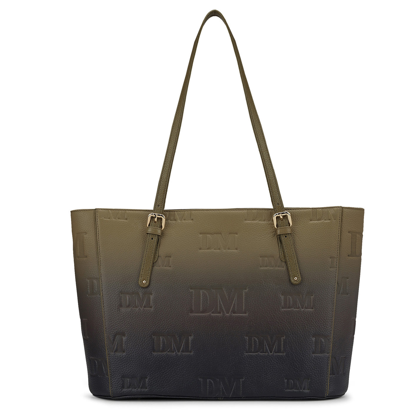 Large Monogram Wax Leather Tote - Olive