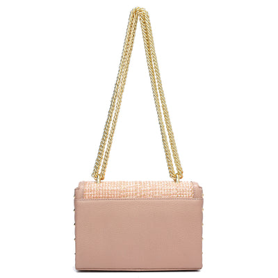 Small Canvas Wax Leather Shoulder Bag - Baby Pink