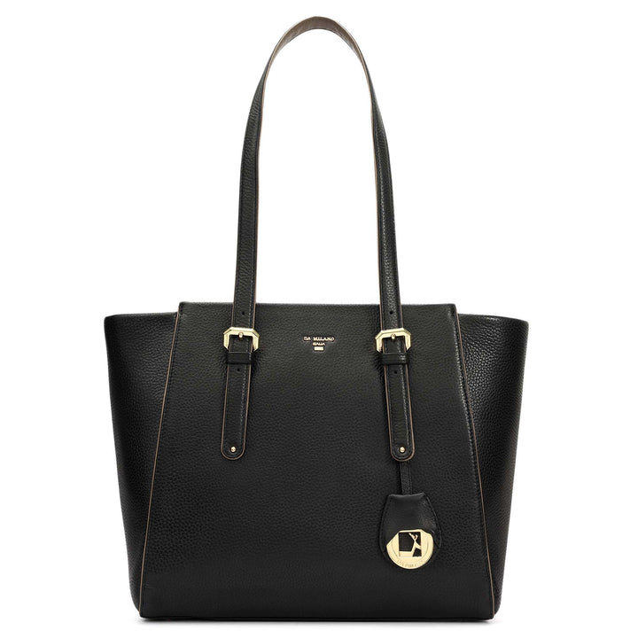 Medium Wax Leather Tote - Black