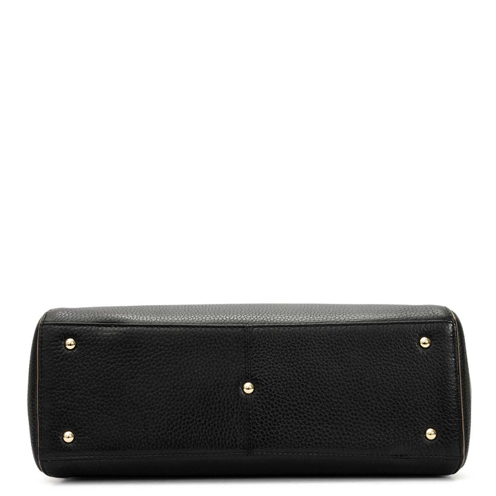 Medium Wax Leather Tote - Black