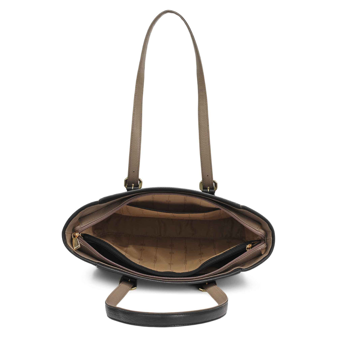 Medium Wax Leather Tote - Black