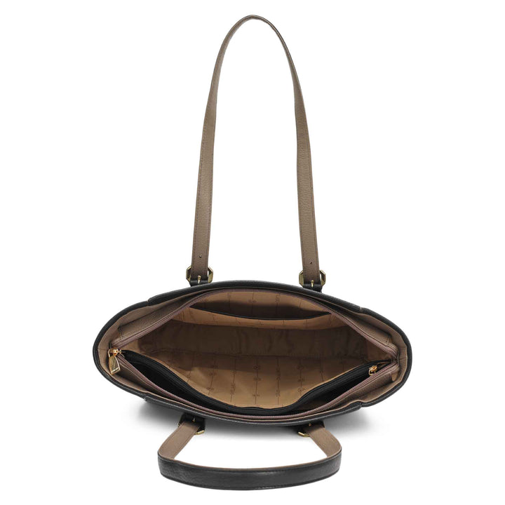 Medium Wax Leather Tote - Black