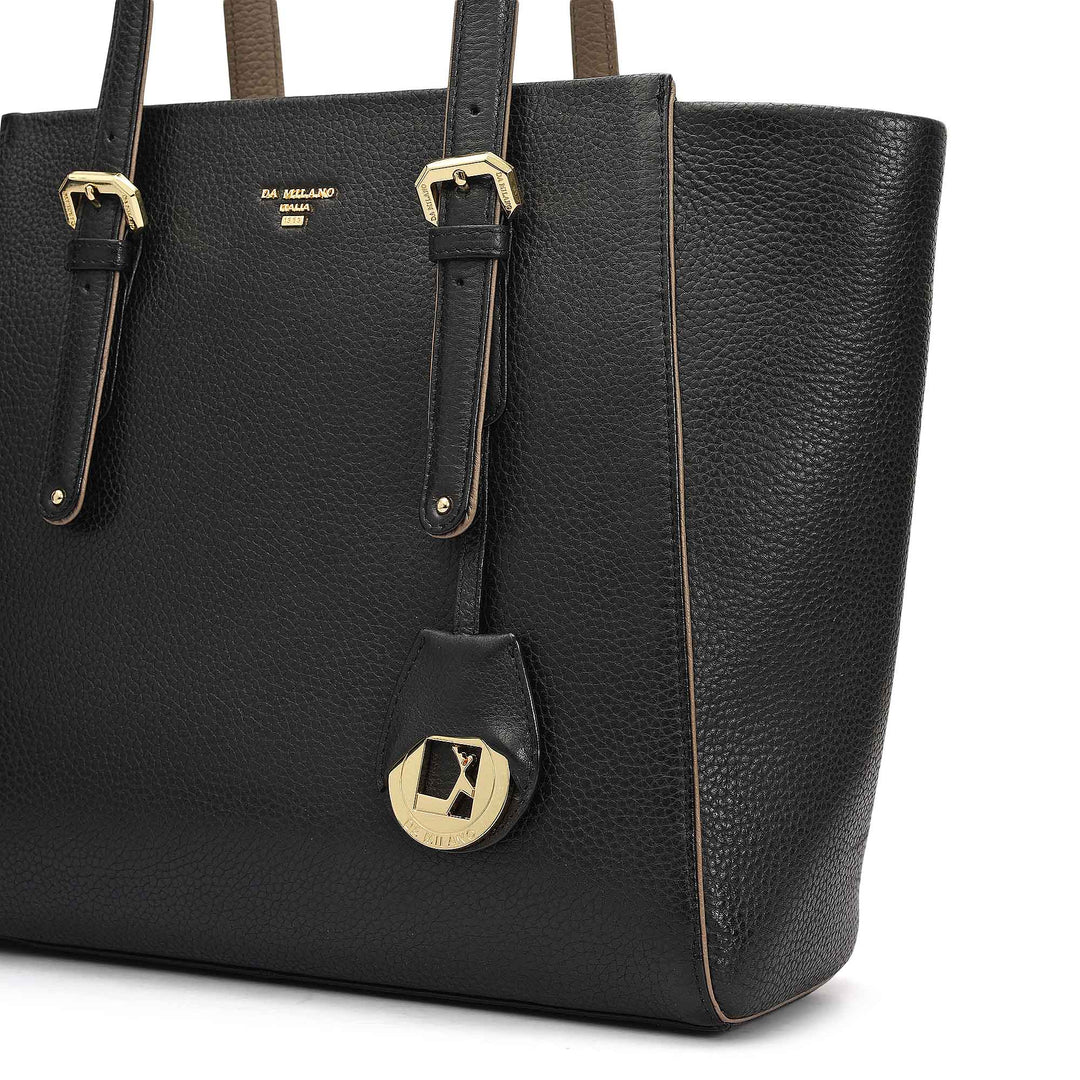 Medium Wax Leather Tote - Black