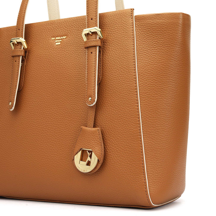 Medium Wax Leather Tote - Caramel