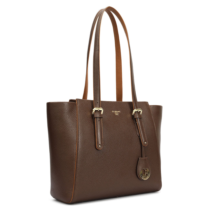 Medium Wax Leather Tote - Mocha
