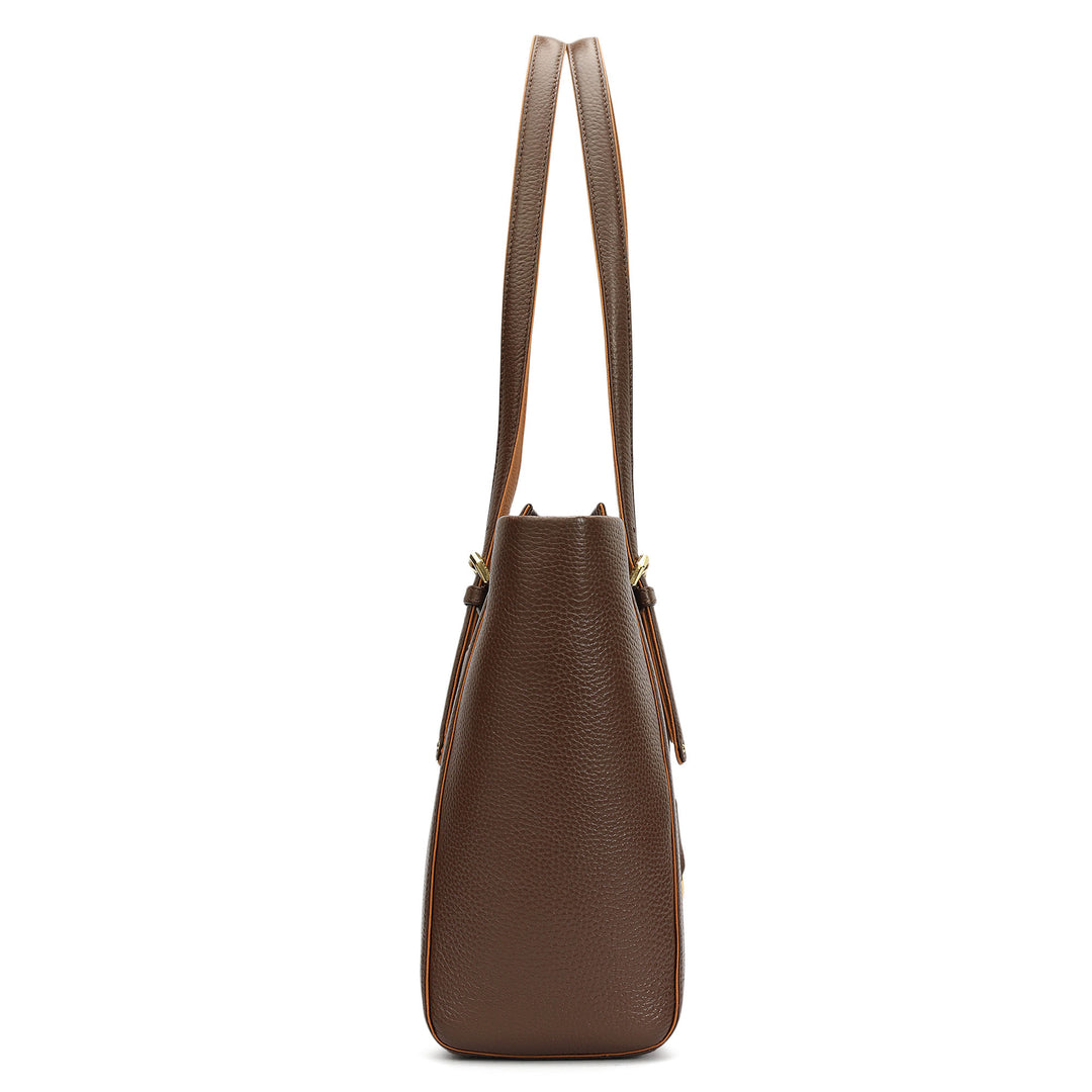 Medium Wax Leather Tote - Mocha