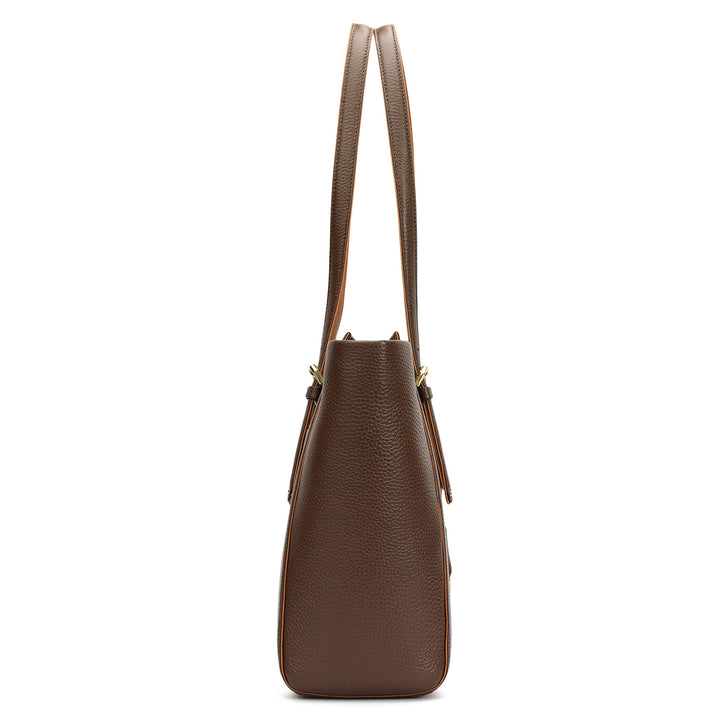Medium Wax Leather Tote - Mocha