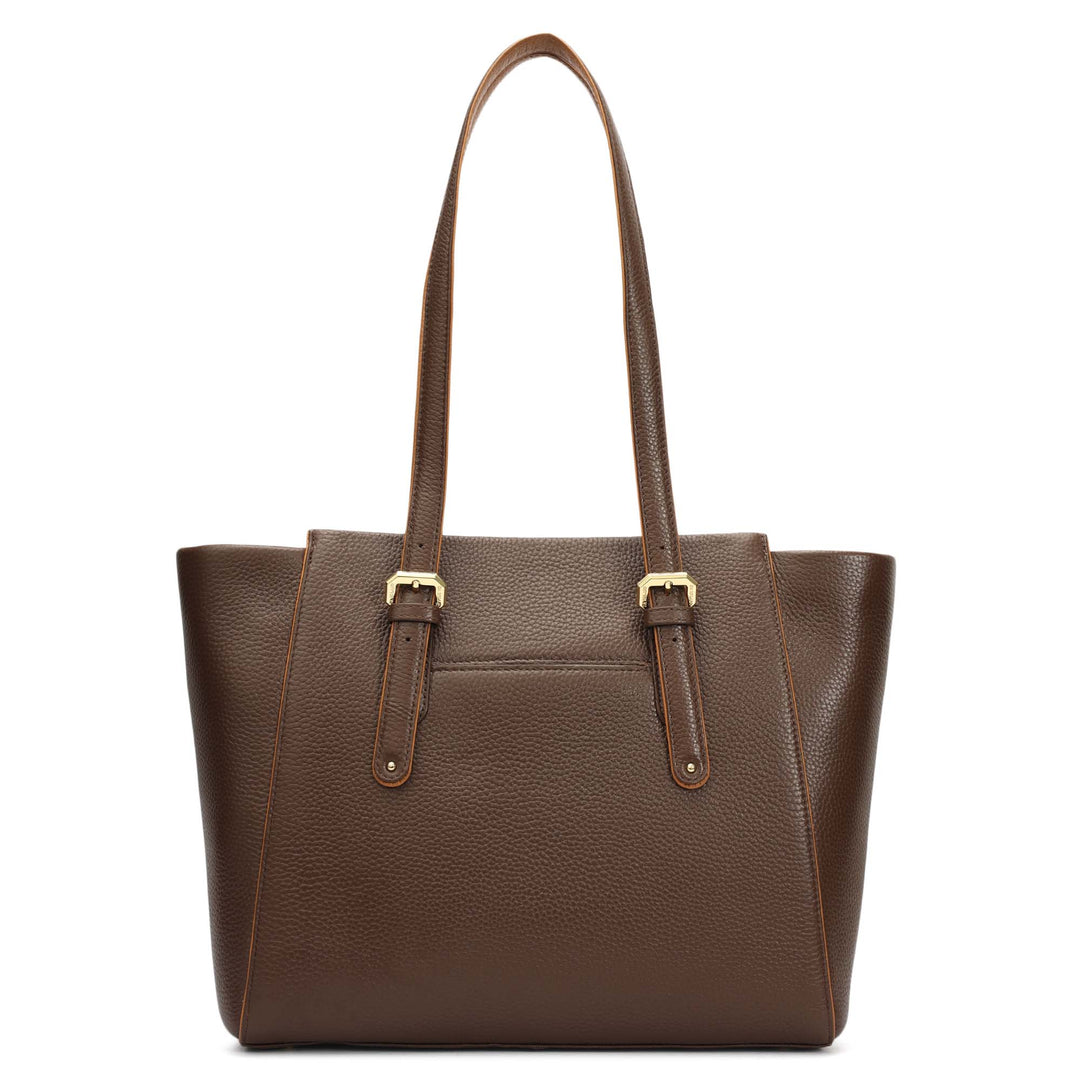 Medium Wax Leather Tote - Mocha