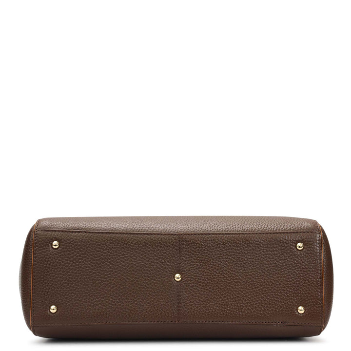 Medium Wax Leather Tote - Mocha