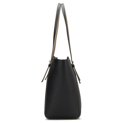 Large Wax Leather Tote - Black