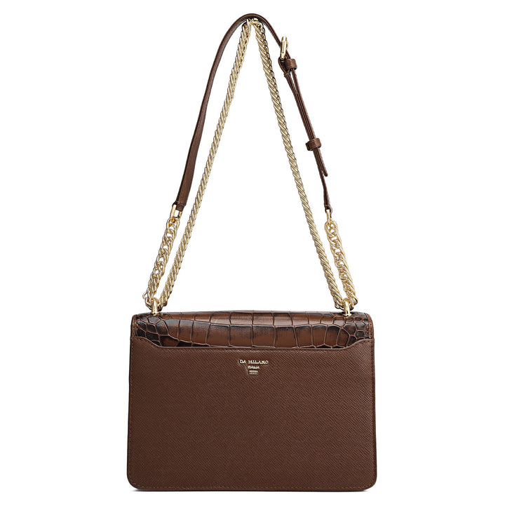 Small Croco Franzy Leather Shoulder Bag - Date