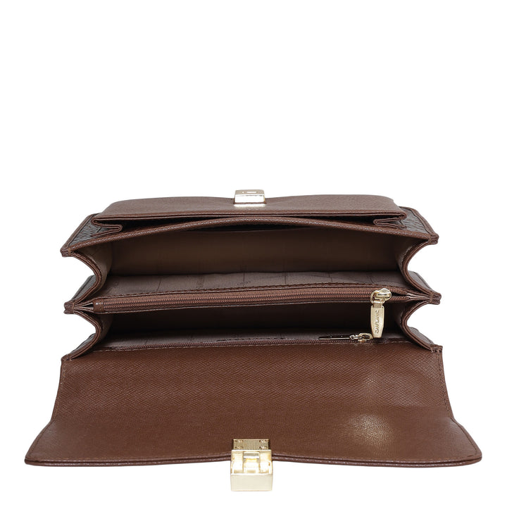 Small Croco Franzy Leather Shoulder Bag - Date