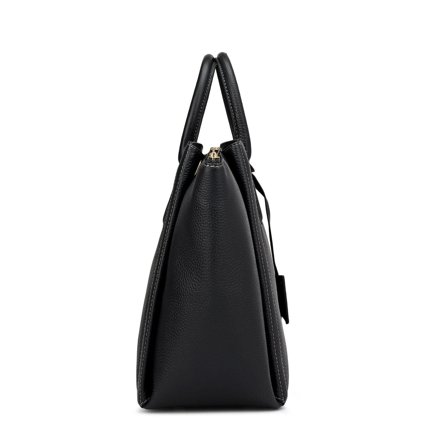 Medium Wax Leather Satchel - Black