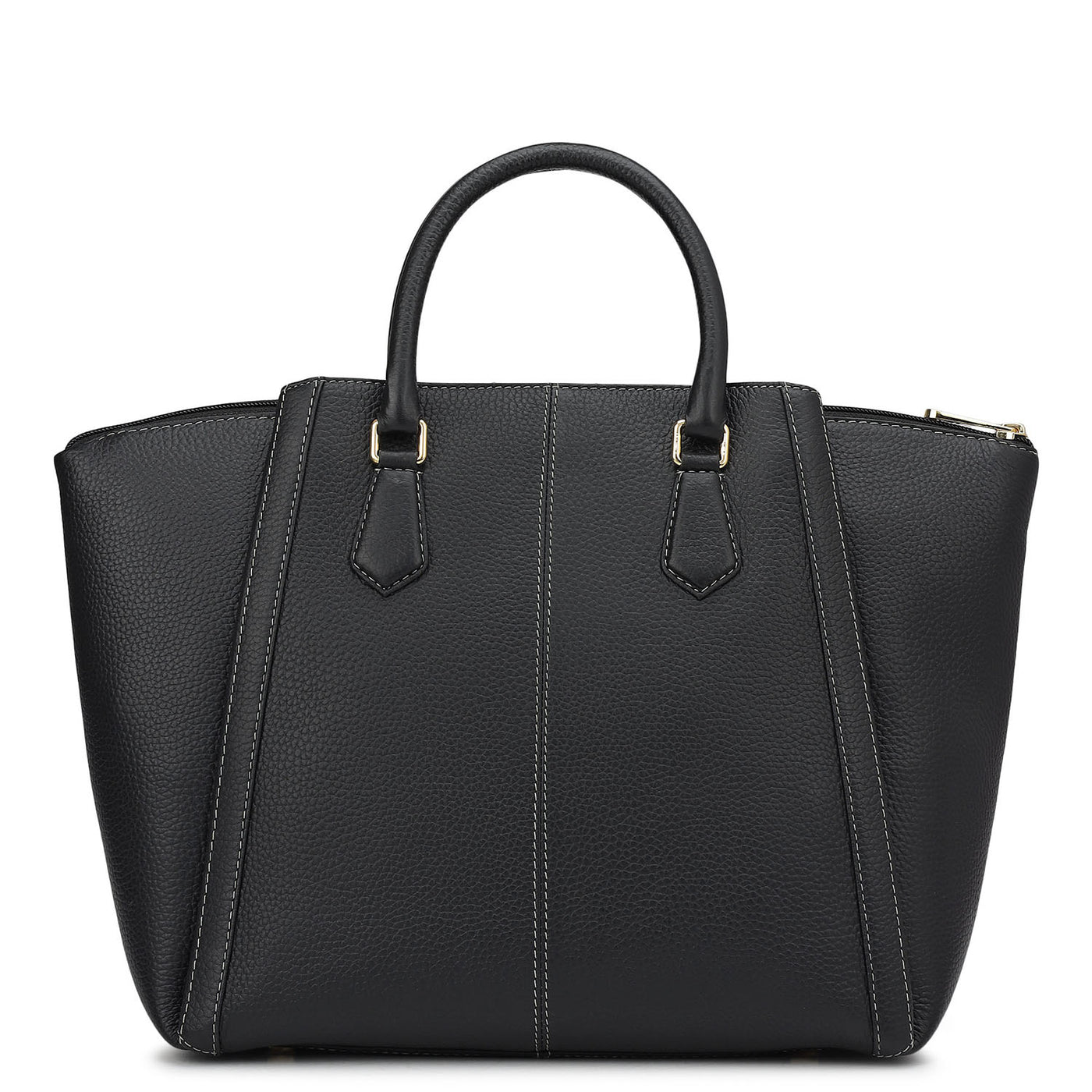 Medium Wax Leather Satchel - Black