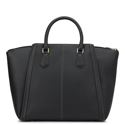 Medium Wax Leather Satchel - Black
