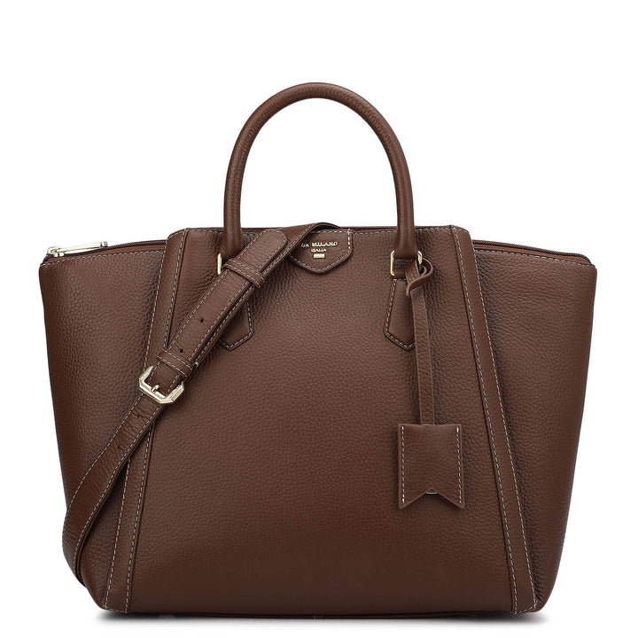 Medium Wax Leather Satchel - Espresso