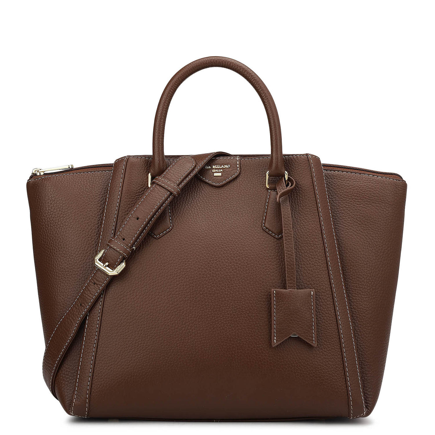 Medium Wax Leather Satchel - Espresso