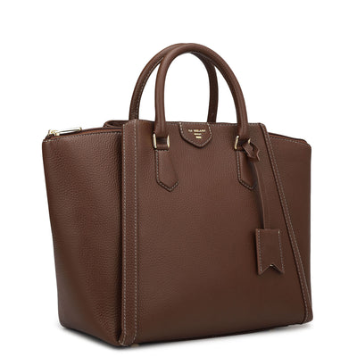 Medium Wax Leather Satchel - Espresso