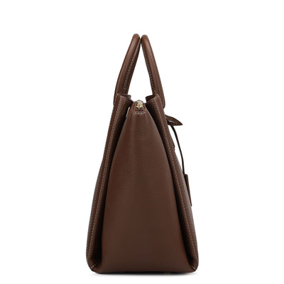 Medium Wax Leather Satchel - Espresso