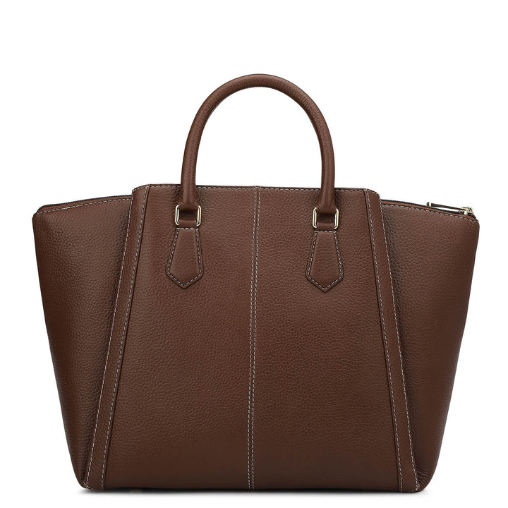 Medium Wax Leather Satchel - Espresso