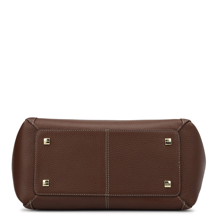 Medium Wax Leather Satchel - Espresso