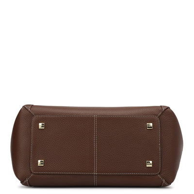 Medium Wax Leather Satchel - Espresso