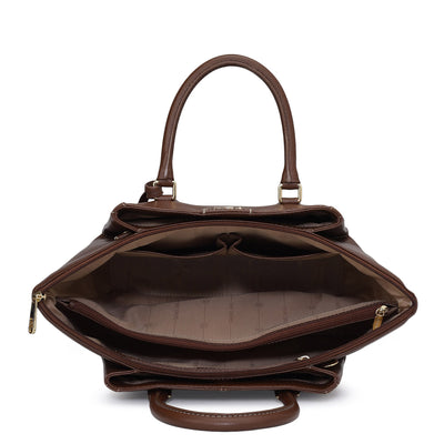 Medium Wax Leather Satchel - Espresso