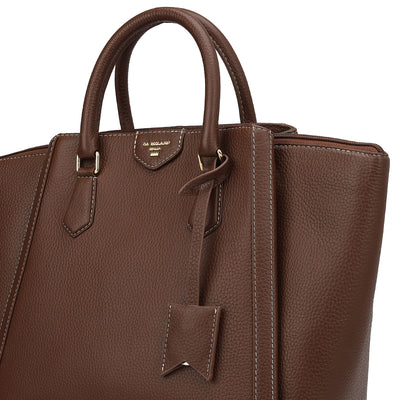 Medium Wax Leather Satchel - Espresso