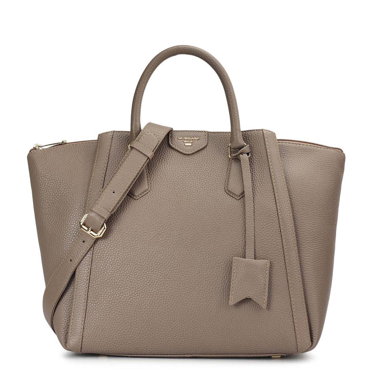 Medium Wax Leather Satchel - Greyish Taupe