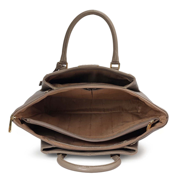 Medium Wax Leather Satchel - Greyish Taupe