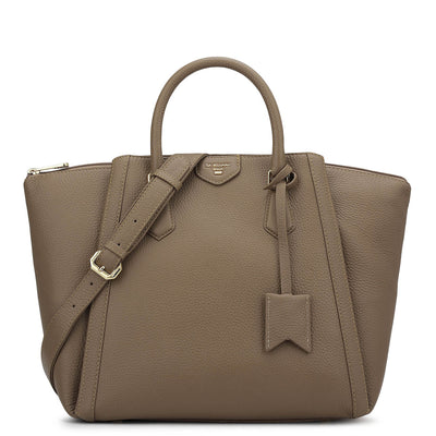Medium Wax Leather Satchel - Taupe