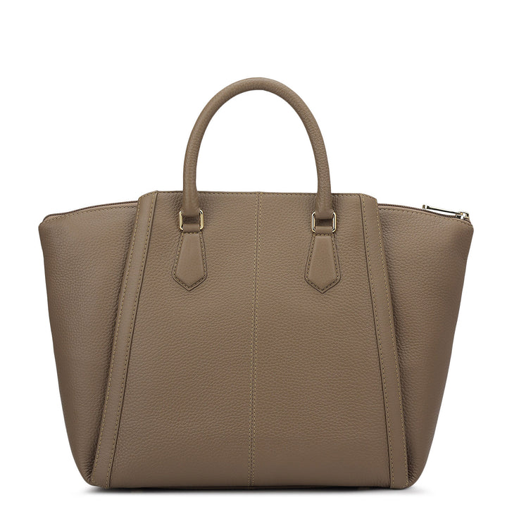 Medium Wax Leather Satchel - Taupe