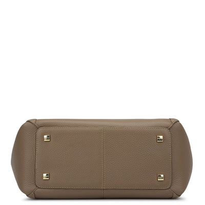 Medium Wax Leather Satchel - Taupe