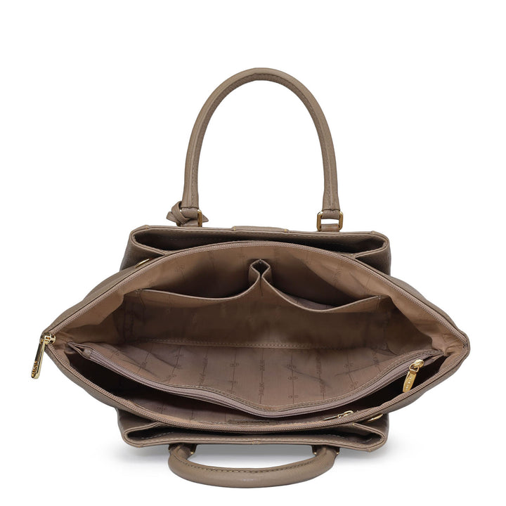 Medium Wax Leather Satchel - Taupe