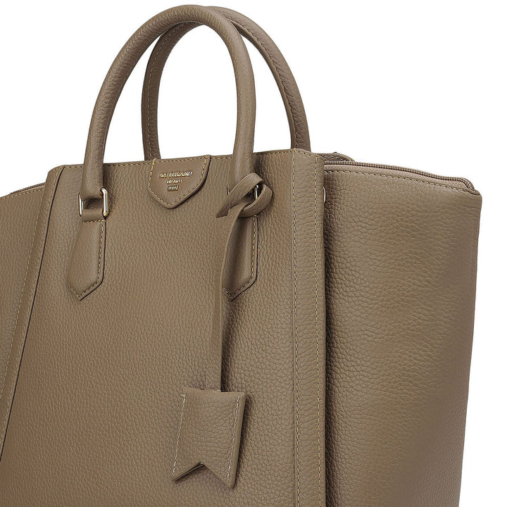 Medium Wax Leather Satchel - Taupe