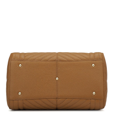 Medium Quilting Leather Satchel - Caramel