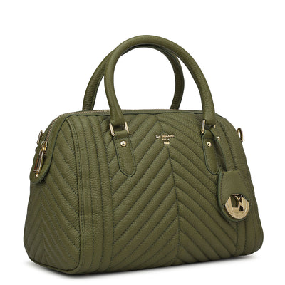 Medium Quilting Leather Satchel - Fern