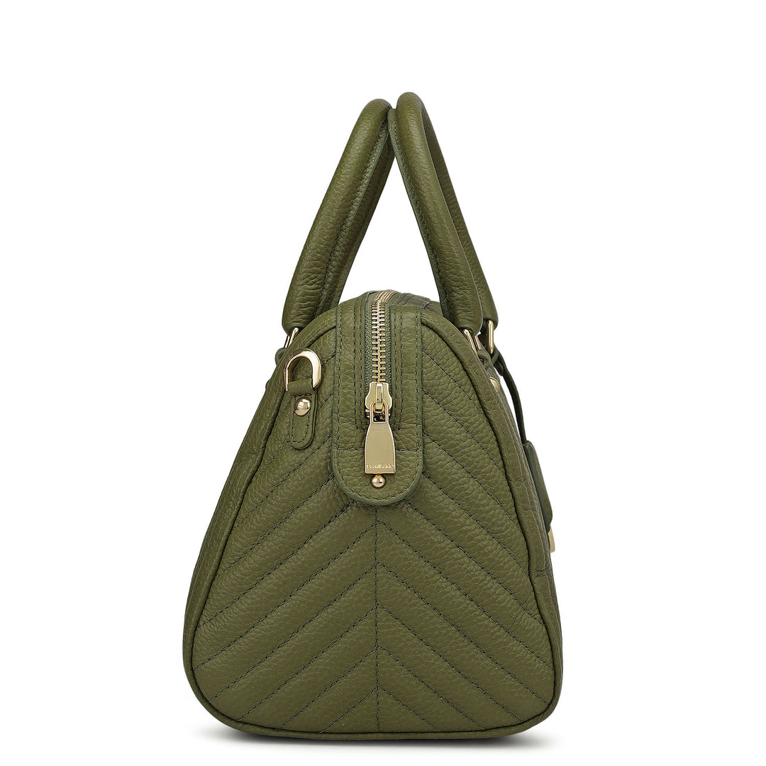 Medium Quilting Leather Satchel - Fern
