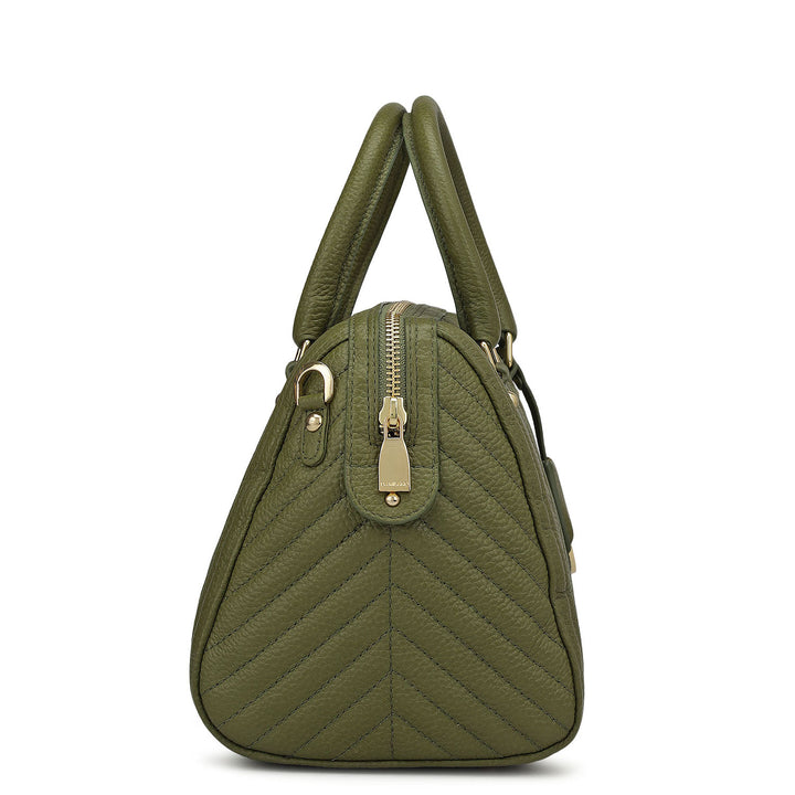 Medium Quilting Leather Satchel - Fern