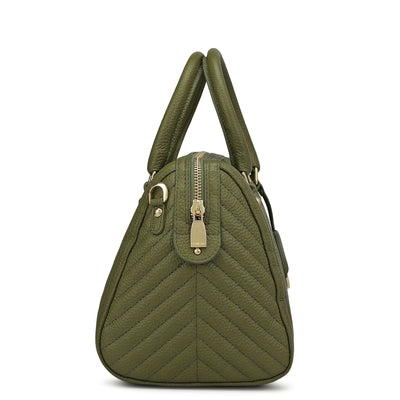 Medium Quilting Leather Satchel - Fern
