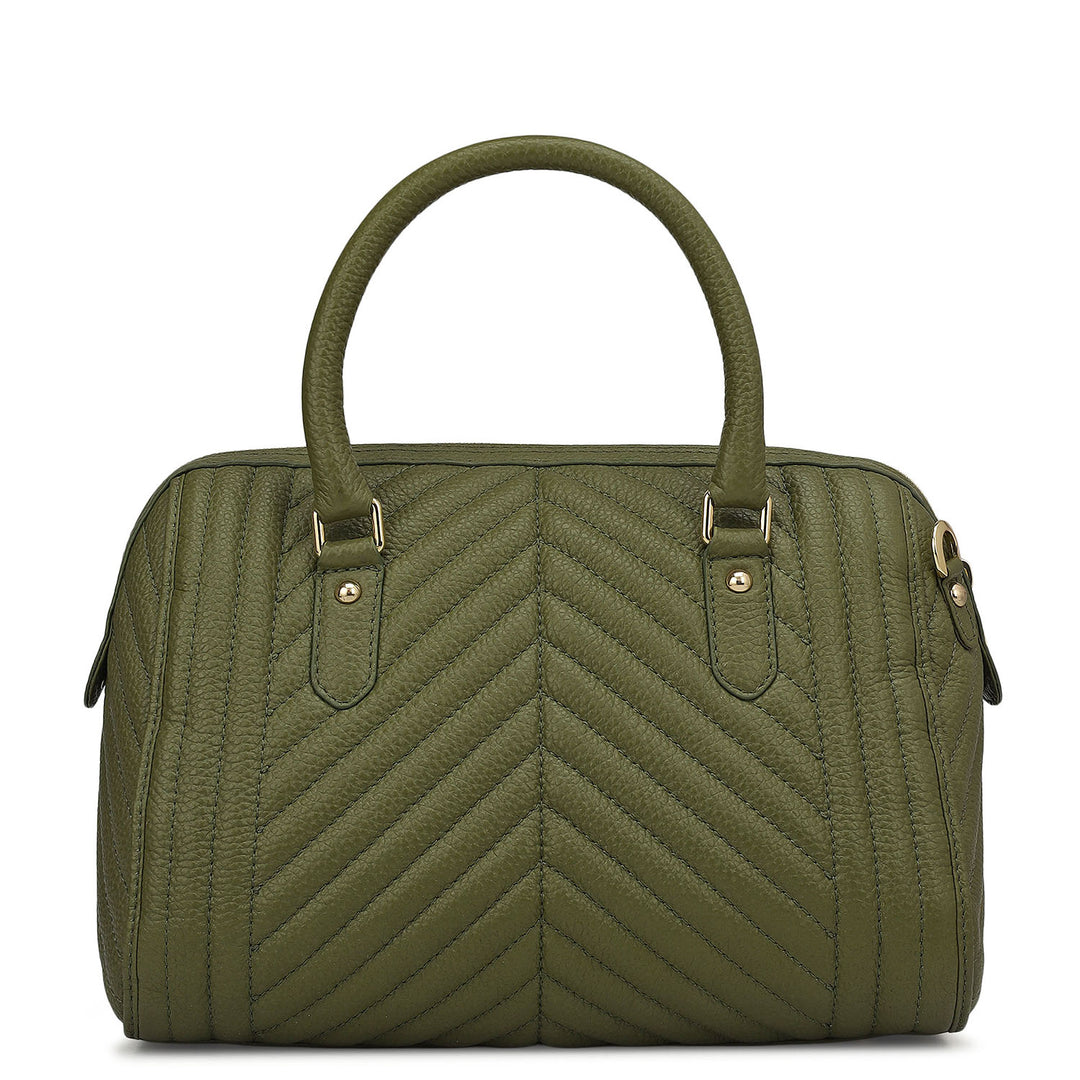Medium Quilting Leather Satchel - Fern