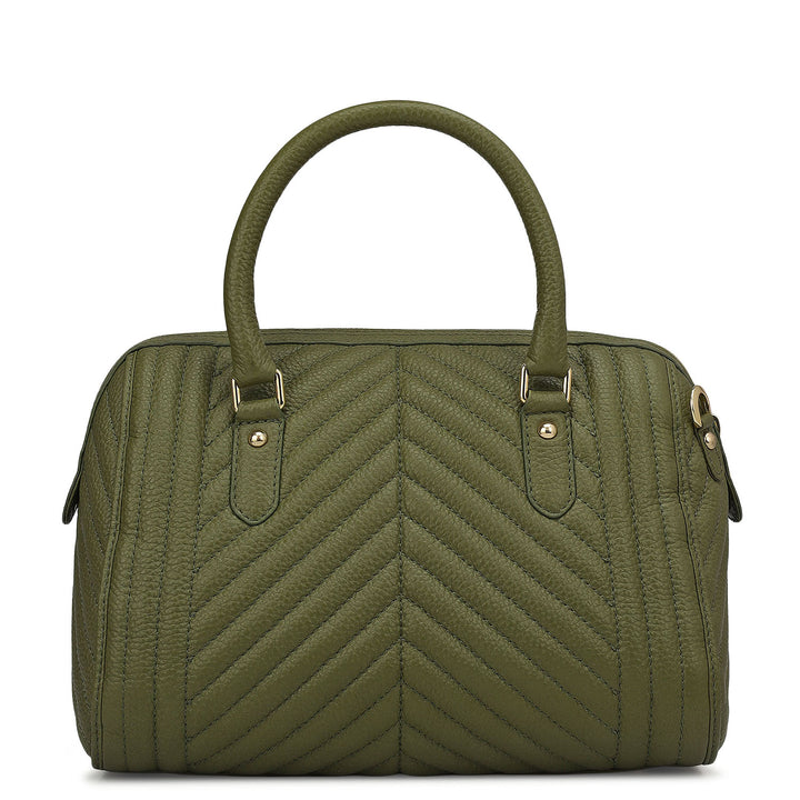 Medium Quilting Leather Satchel - Fern