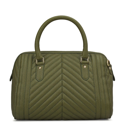 Medium Quilting Leather Satchel - Fern